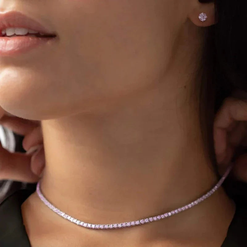 18" Pink Diamond Tennis Necklace